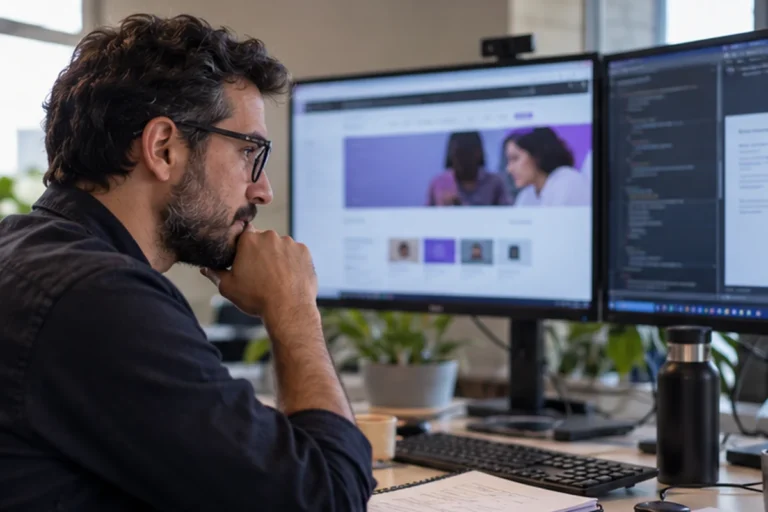 Escena de profesionales en contexto de auditorías y conformidad wcag 2.2
