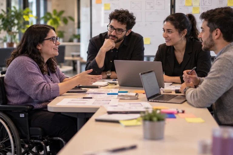 Escena de profesionales en contexto de consultoría y outsourcing de accesibilidad digital