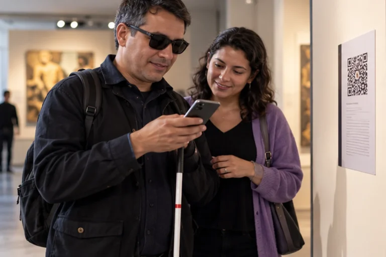 Fotografía ilustrativa de tecnología accesible en espacios físicos con nfc y qr